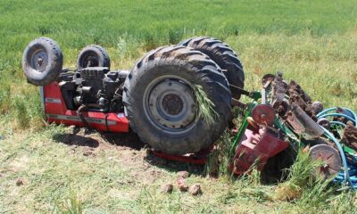 TRAKTÖR DEVRİLDİ: 1 YARALI