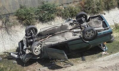 OTOMOBİL SU KANALINA UÇTU: 6 YARALI