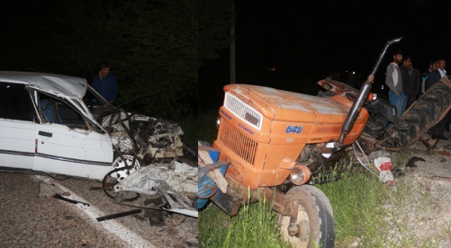 OTOMOBİL TRAKTÖRE ÇARPTI:3 YARALI