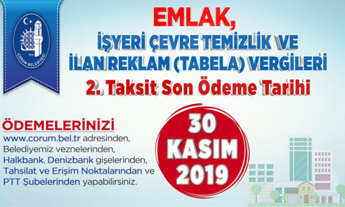 EMLAK VERGİSİNDE SON GÜN 30 KASIM