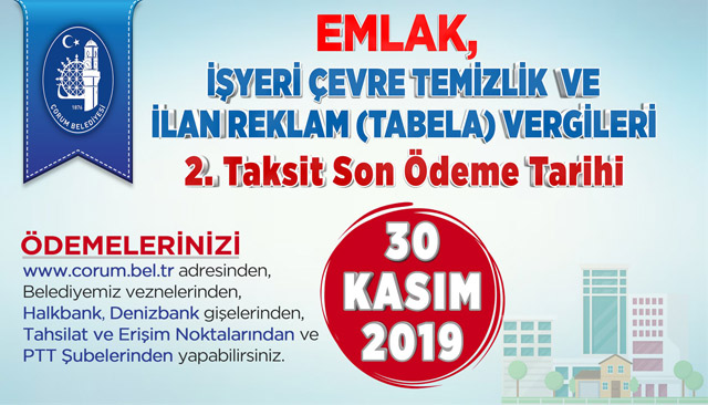 EMLAK VERGİSİNDE SON GÜN 30 KASIM