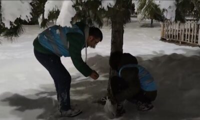 GENÇLER HAYVANLARA YEM BIRAKTI