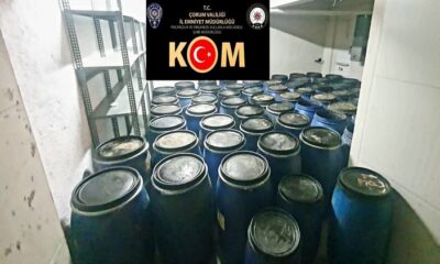 ÇORUM’DA 12 TON KAÇAK ALKOL ELE GEÇİRİLDİ