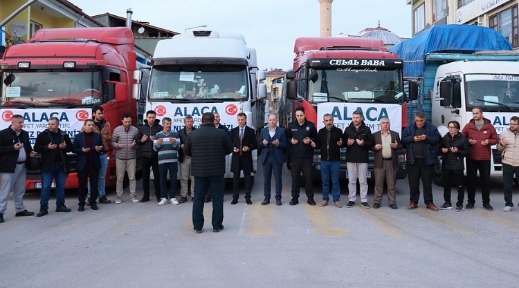 4 TIR MALZEME DUALARLA GÖNDERİLDİ